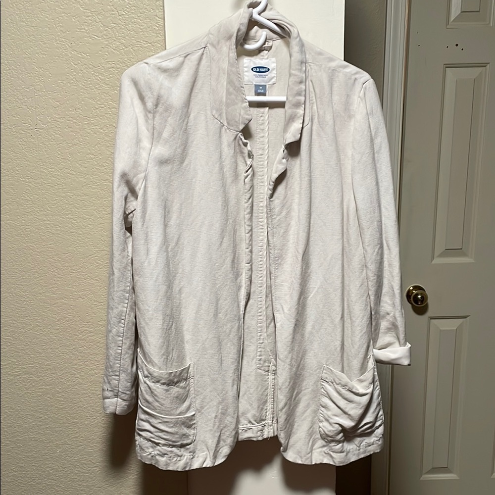 Old Navy Cream Blazer with Lapel and Open Front